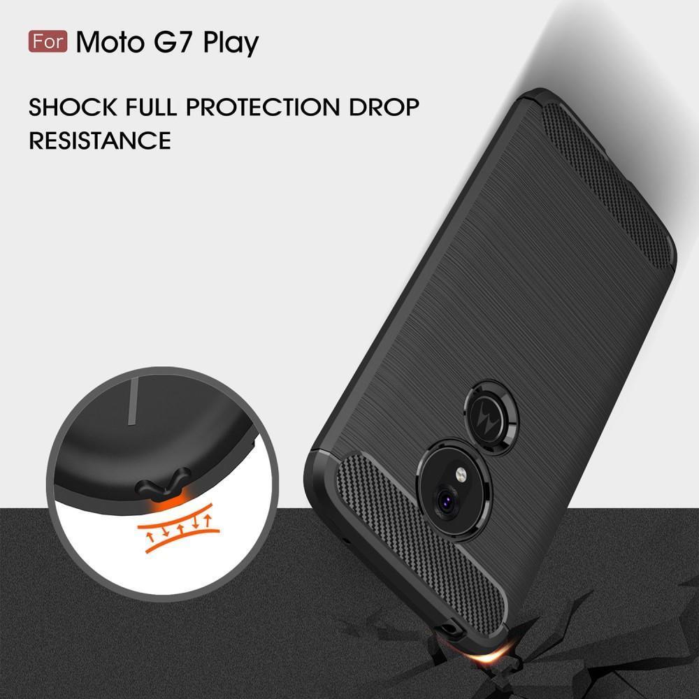 TPU Case für Motorola Moto G7 PLAY Carbon Fiber Optik Skin Brushed Muster Hülle