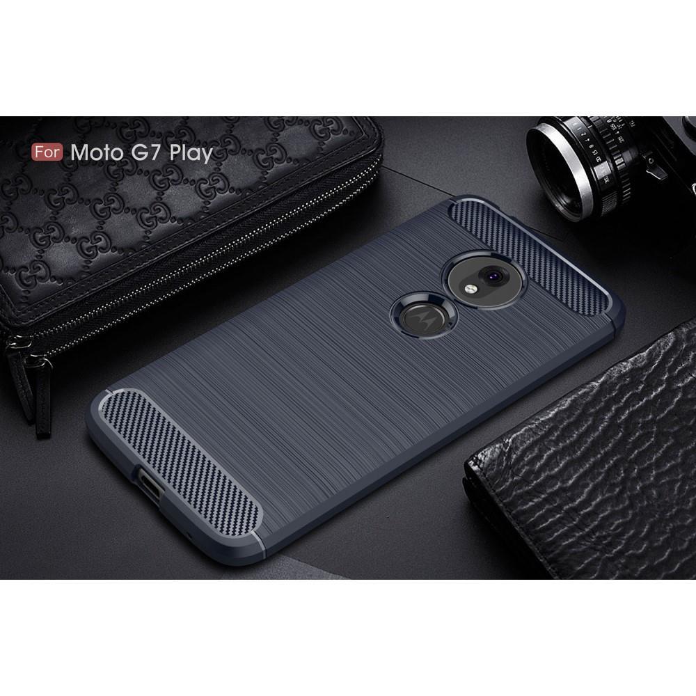 TPU Case für Motorola Moto G7 PLAY Carbon Fiber Optik Skin Brushed Muster Hülle