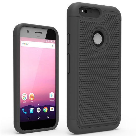 Outdoor Case für Google Pixel Silikon Hybrid Football Grain
