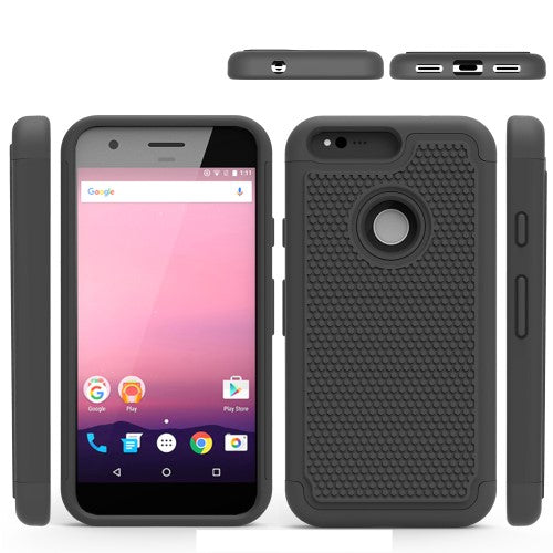 Outdoor Case für Google Pixel Silikon Hybrid Football Grain
