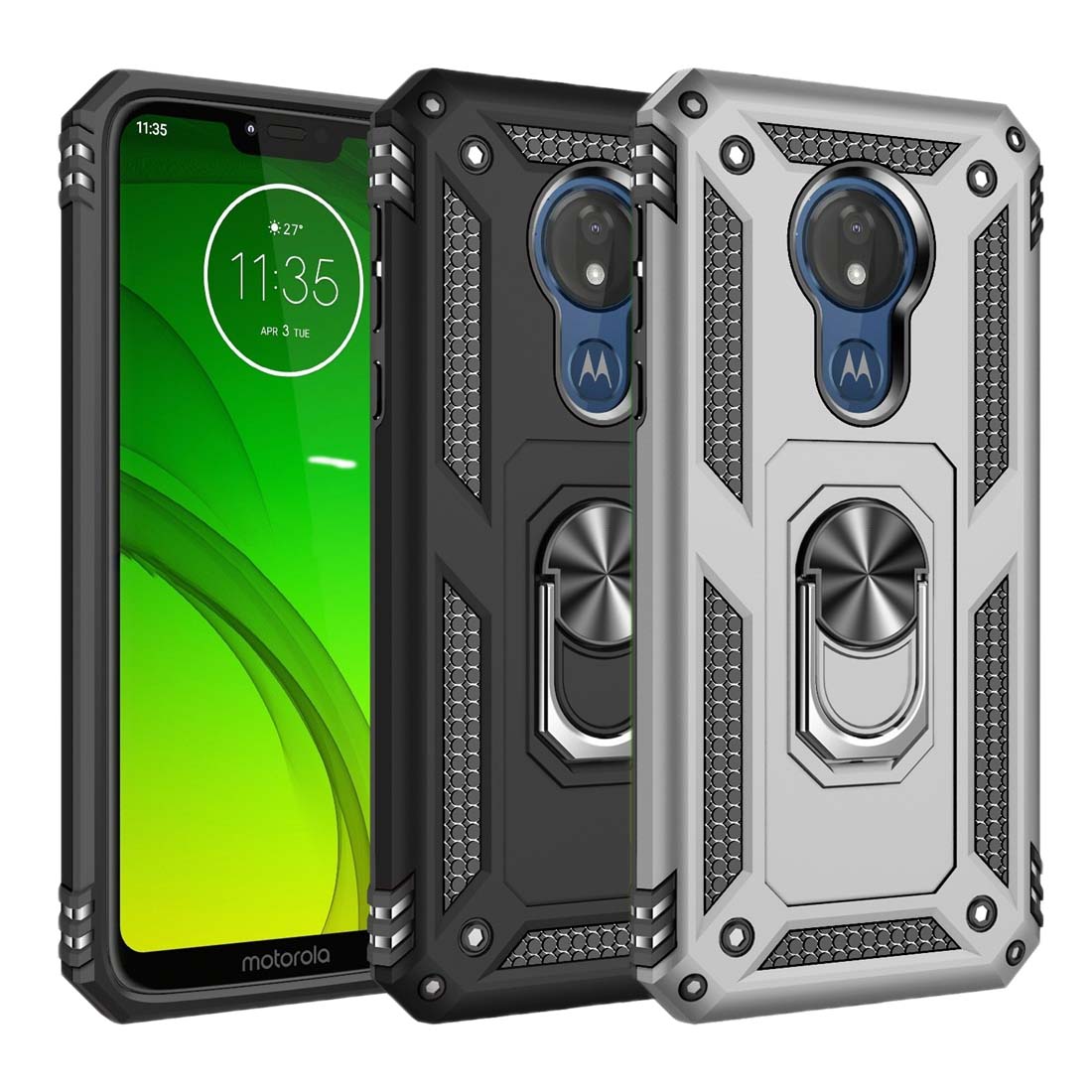 Outdoor Case für Motorola Moto G7 POWER TPU Hybrid Sergeant Metall Ring Hülle