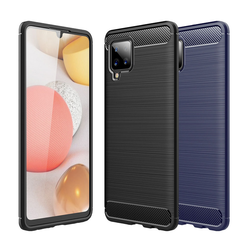 TPU Hülle für Samsung Galaxy A42 5G Carbon Fiber Skin Brushed Schutzcover Case