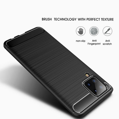 TPU Hülle für Samsung Galaxy A12 Carbon Fiber Skin Brushed Schutzcover Soft Case