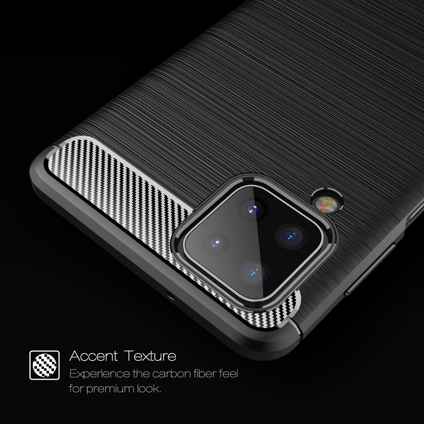 TPU Hülle für Samsung Galaxy A12 Carbon Fiber Skin Brushed Schutzcover Soft Case