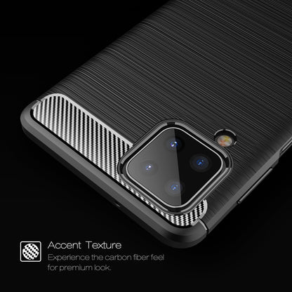 TPU Hülle für Samsung Galaxy A12 Carbon Fiber Skin Brushed Schutzcover Soft Case