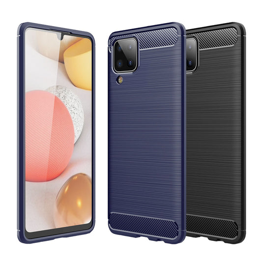 TPU Hülle für Samsung Galaxy A12 Carbon Fiber Skin Brushed Schutzcover Soft Case