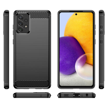 TPU Hülle für Samsung Galaxy A72 Carbon Fiber Skin Brushed Schutzcover Soft Case