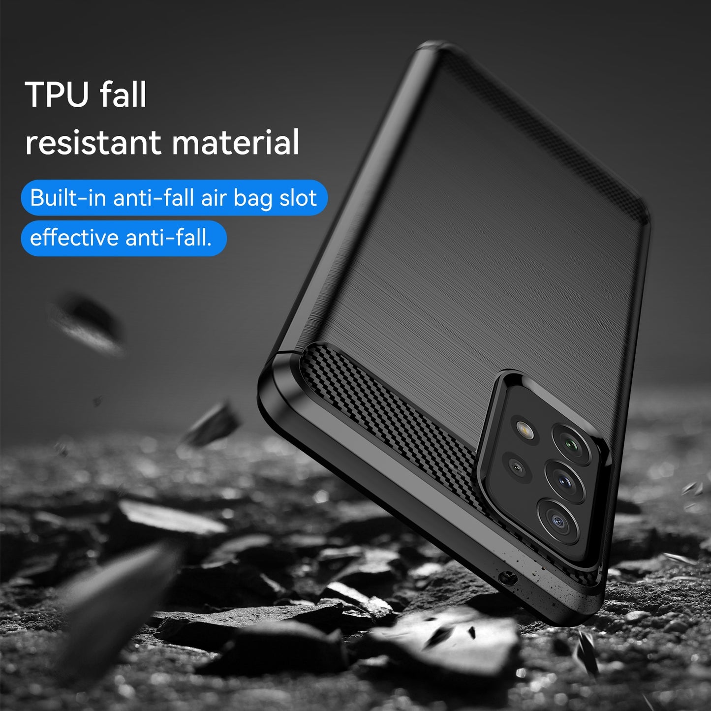 TPU Hülle für Samsung Galaxy A72 Carbon Fiber Skin Brushed Schutzcover Soft Case