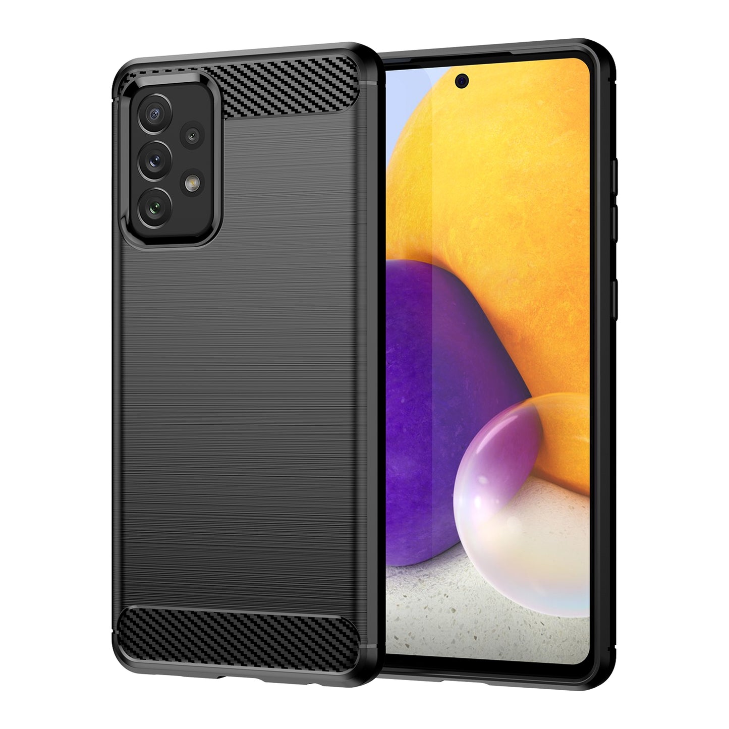 TPU Hülle für Samsung Galaxy A72 Carbon Fiber Skin Brushed Schutzcover Soft Case