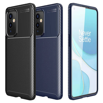 TPU Case für ONEPLUS 9 Carbon Fiber Muster Shockproof Texture Schutz Hülle Cover