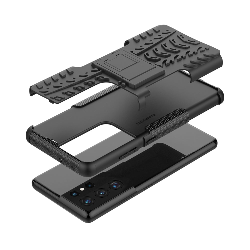 Outdoor Hülle für Samsung Galaxy S21 ULTRA Tire Rutschfest Stand PC TPU Case