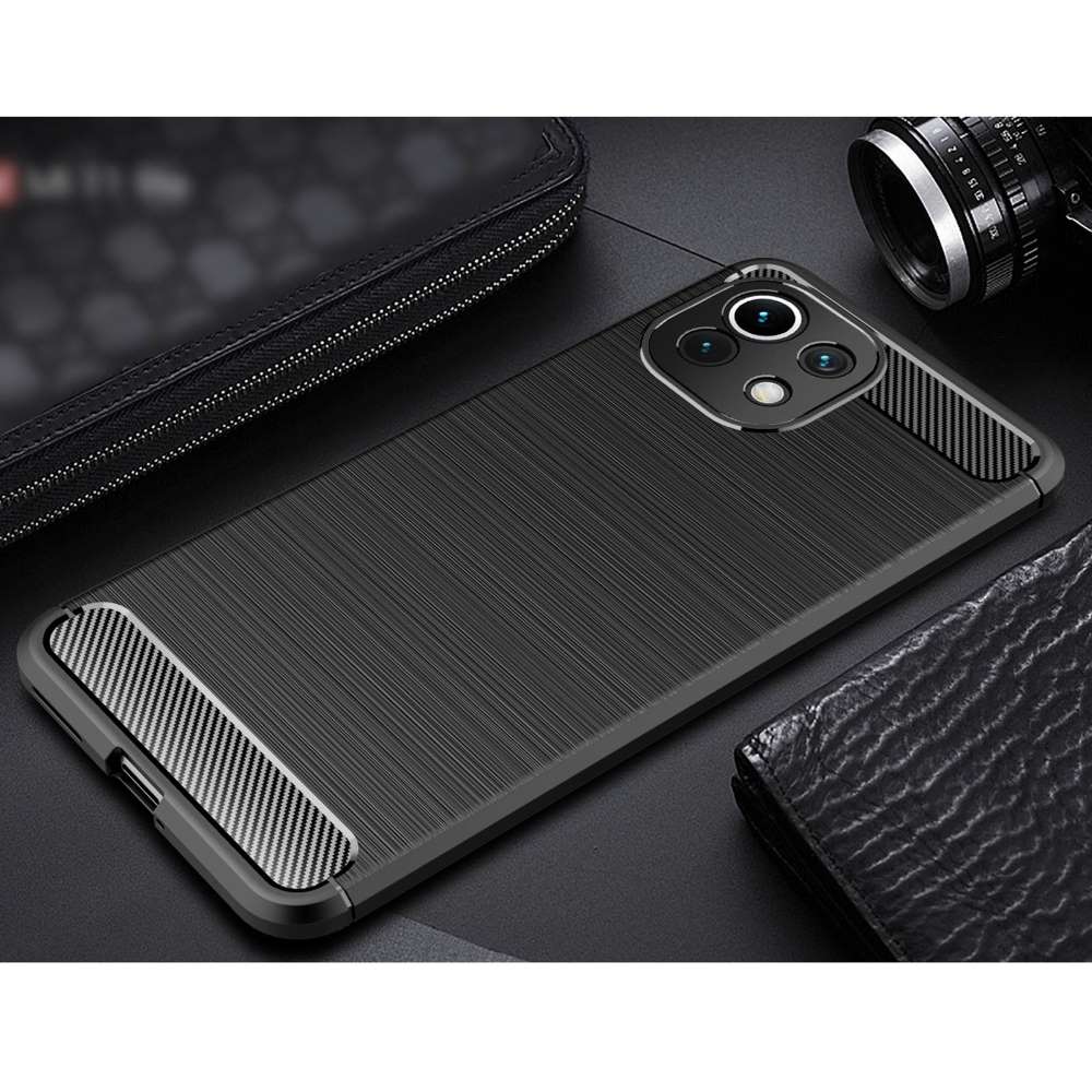 TPU Case für XIAOMI MI 11 LITE Carbon Fiber Skin Brushed Schutz Hülle Soft Cover
