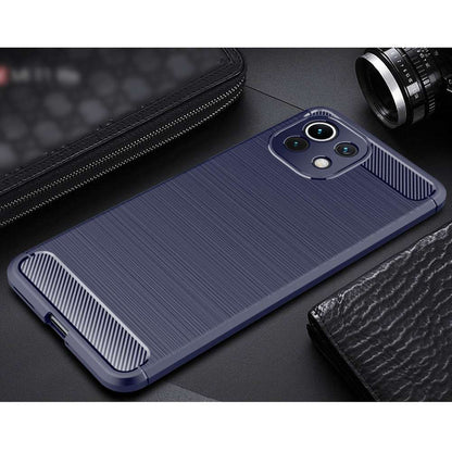 TPU Case für XIAOMI MI 11 LITE Carbon Fiber Skin Brushed Schutz Hülle Soft Cover