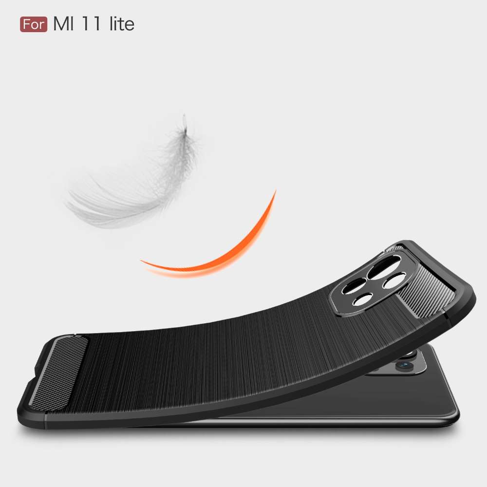 TPU Case für XIAOMI MI 11 LITE Carbon Fiber Skin Brushed Schutz Hülle Soft Cover