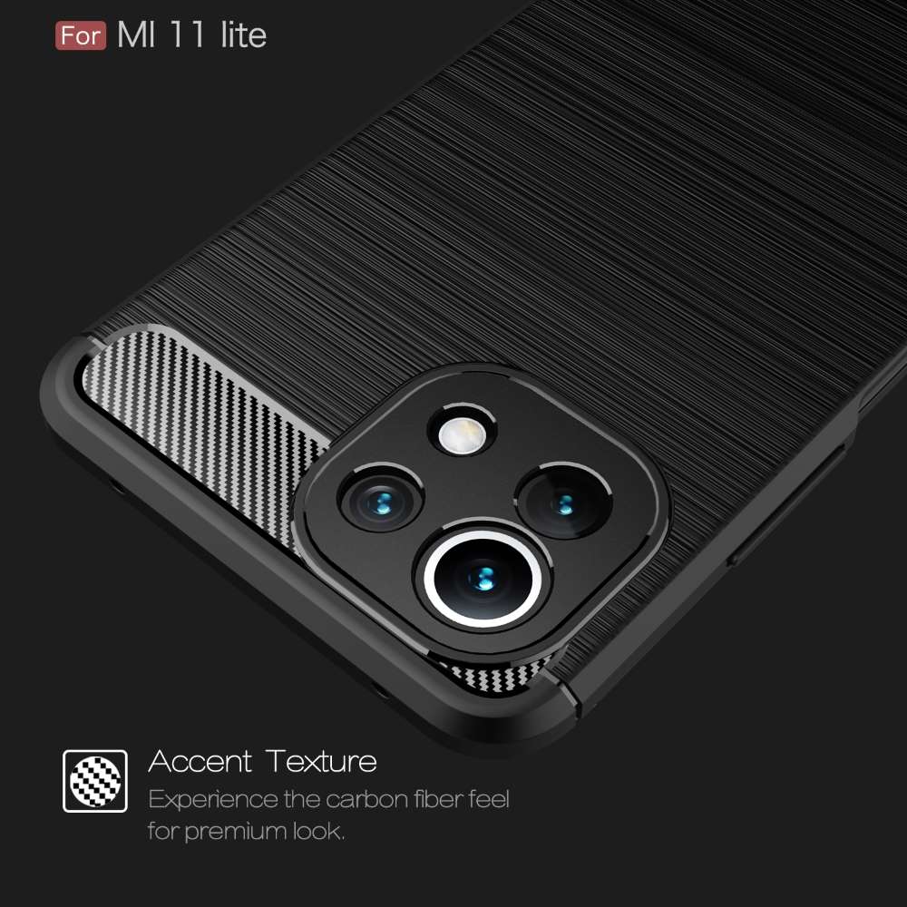 TPU Case für XIAOMI MI 11 LITE Carbon Fiber Skin Brushed Schutz Hülle Soft Cover