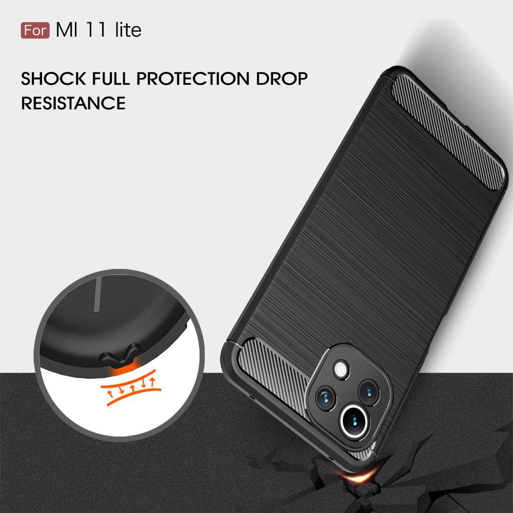 TPU Case für XIAOMI MI 11 LITE Carbon Fiber Skin Brushed Schutz Hülle Soft Cover