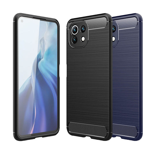 TPU Case für XIAOMI MI 11 LITE Carbon Fiber Skin Brushed Schutz Hülle Soft Cover