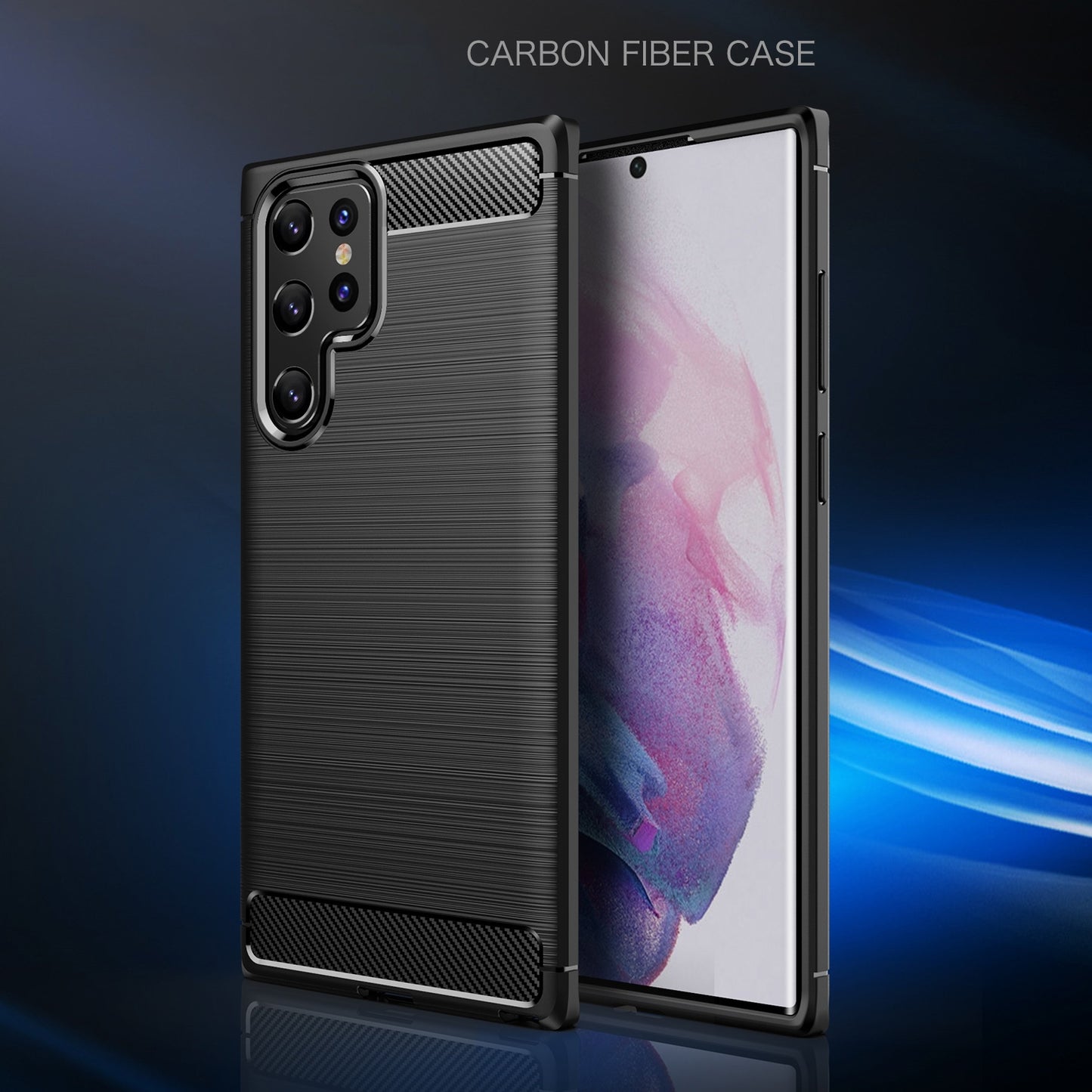 TPU Hülle für Samsung Galaxy S22 ULTRA Carbon Fiber Skin Brushed Schutzcover