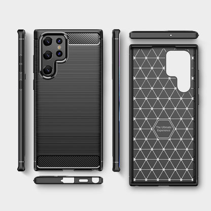 TPU Hülle für Samsung Galaxy S22 ULTRA Carbon Fiber Skin Brushed Schutzcover