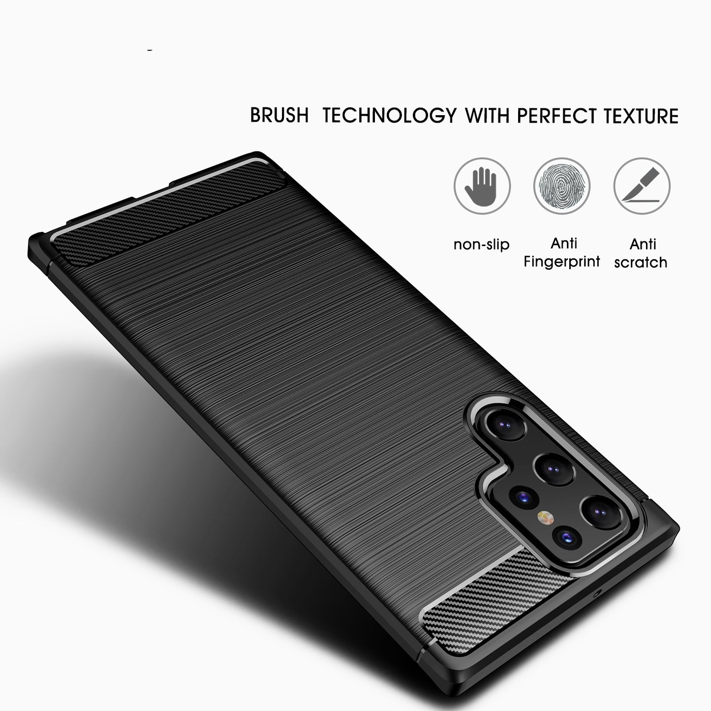 TPU Hülle für Samsung Galaxy S22 ULTRA Carbon Fiber Skin Brushed Schutzcover