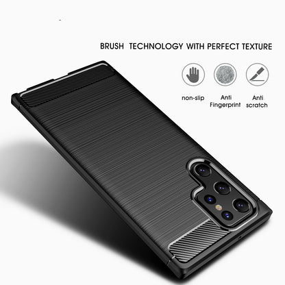 TPU Hülle für Samsung Galaxy S22 ULTRA Carbon Fiber Skin Brushed Schutzcover