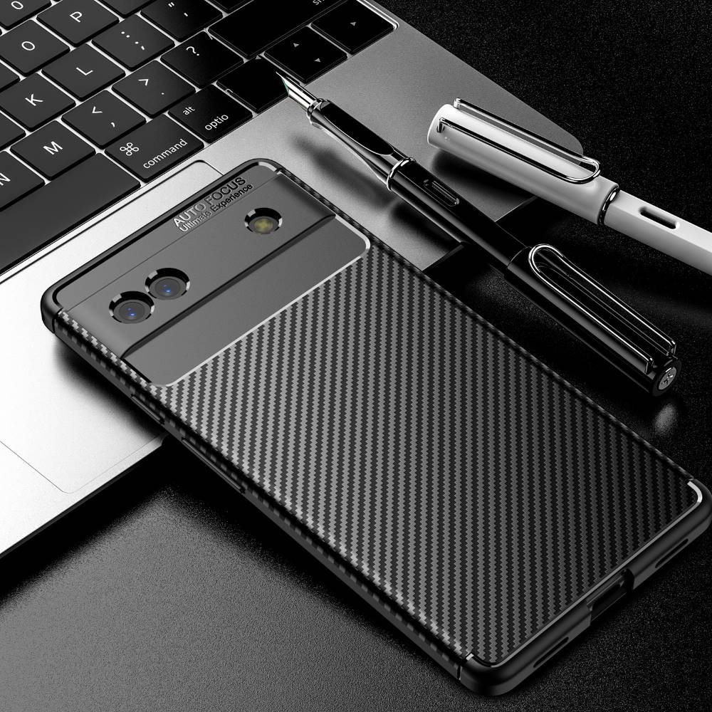 TPU Hülle für Google Pixel 6a Carbon Fiber Muster Textur Shockproof Cover Case