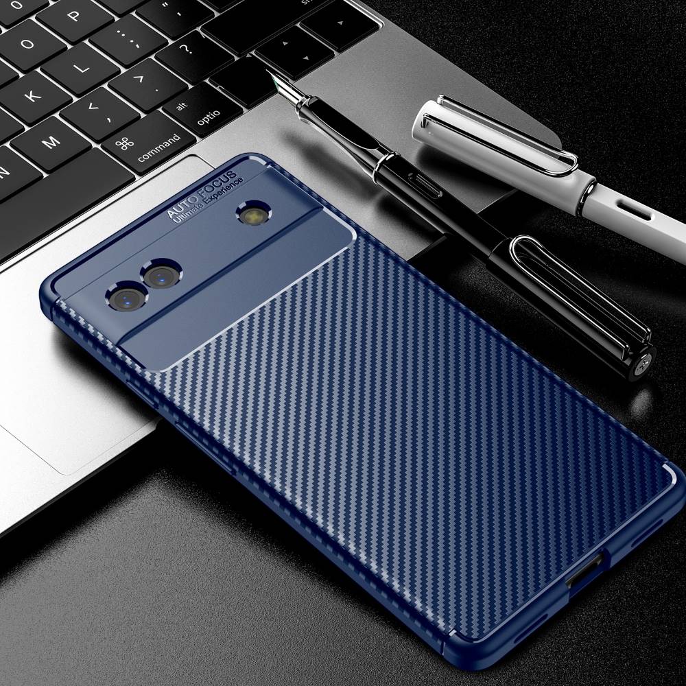 TPU Hülle für Google Pixel 6a Carbon Fiber Muster Textur Shockproof Cover Case