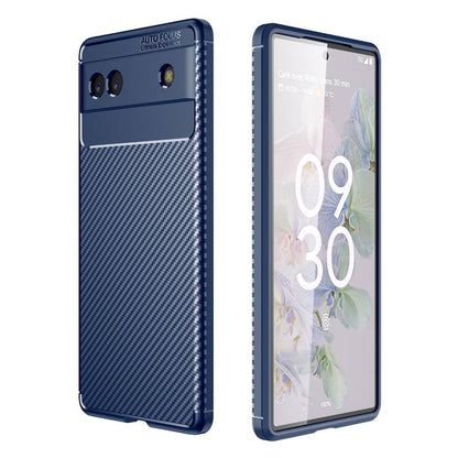 TPU Hülle für Google Pixel 6a Carbon Fiber Muster Textur Shockproof Cover Case