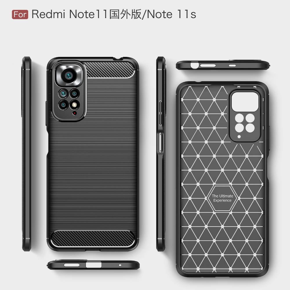 TPU Hülle für Xiaomi Redmi Note 11 Carbon Fiber Skin Brushed Schutzcover Case