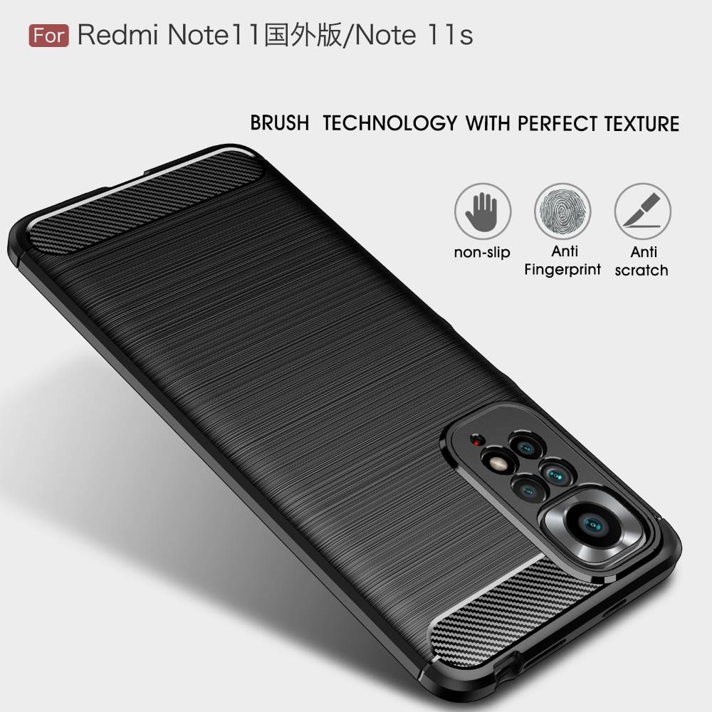TPU Hülle für Xiaomi Redmi Note 11 Carbon Fiber Skin Brushed Schutzcover Case