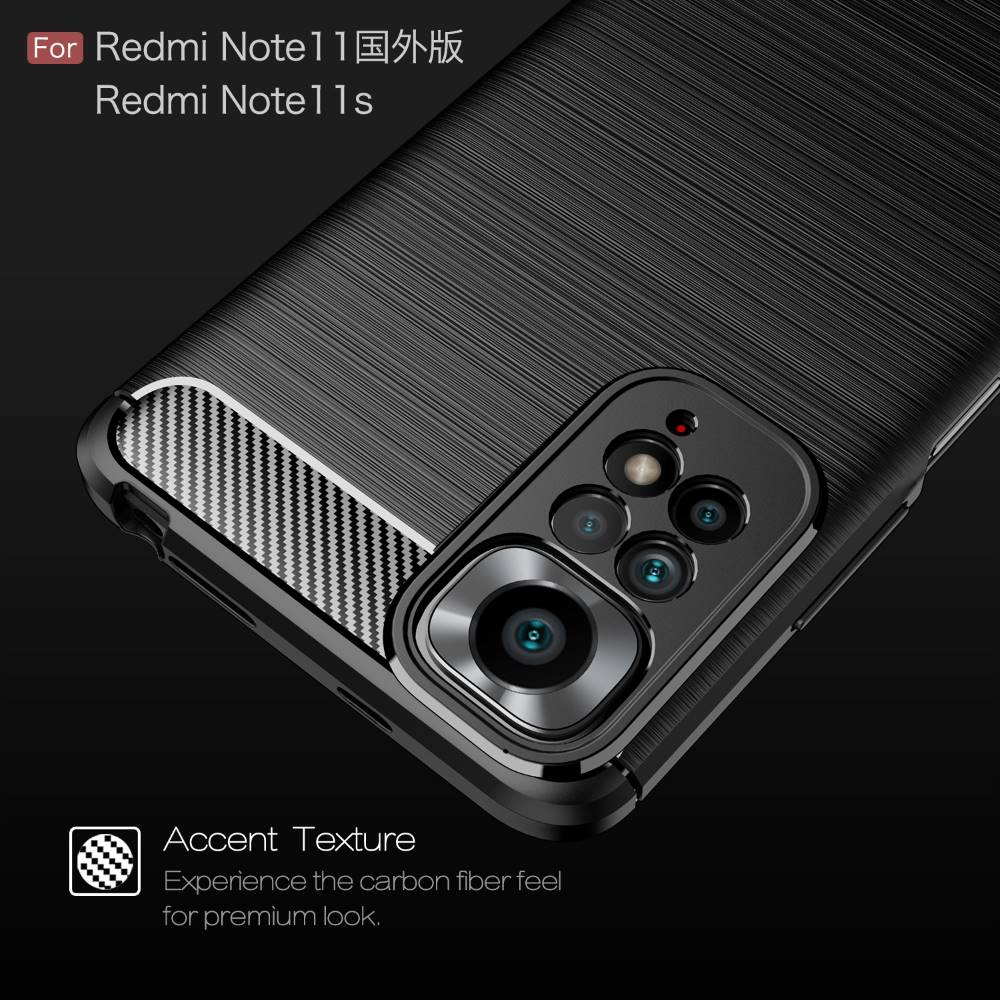 TPU Hülle für Xiaomi Redmi Note 11 Carbon Fiber Skin Brushed Schutzcover Case
