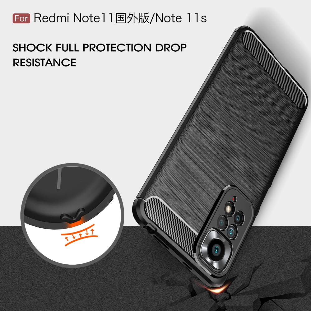 TPU Hülle für Xiaomi Redmi Note 11 Carbon Fiber Skin Brushed Schutzcover Case