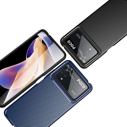 TPU Case für XIAOMI POCO X4 PRO 5G Carbon Fiber Muster Shockproof Texture Hülle