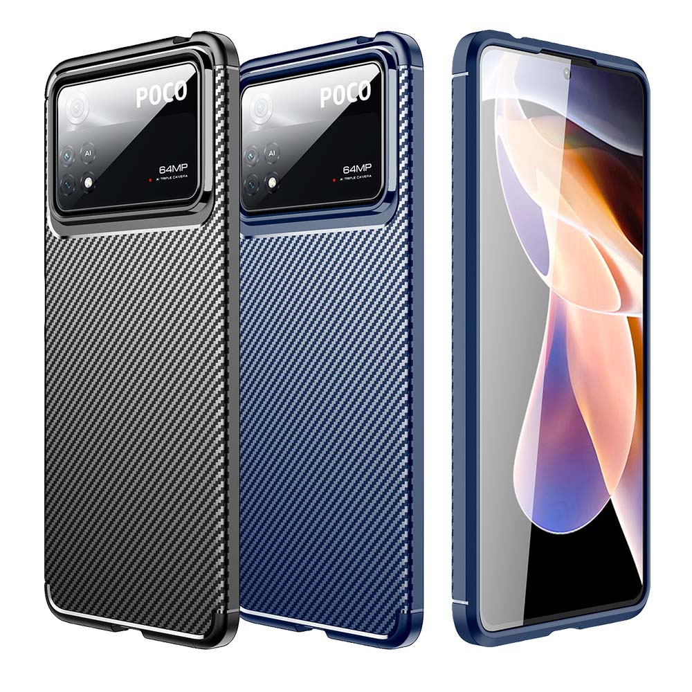 TPU Case für XIAOMI POCO X4 PRO 5G Carbon Fiber Muster Shockproof Texture Hülle