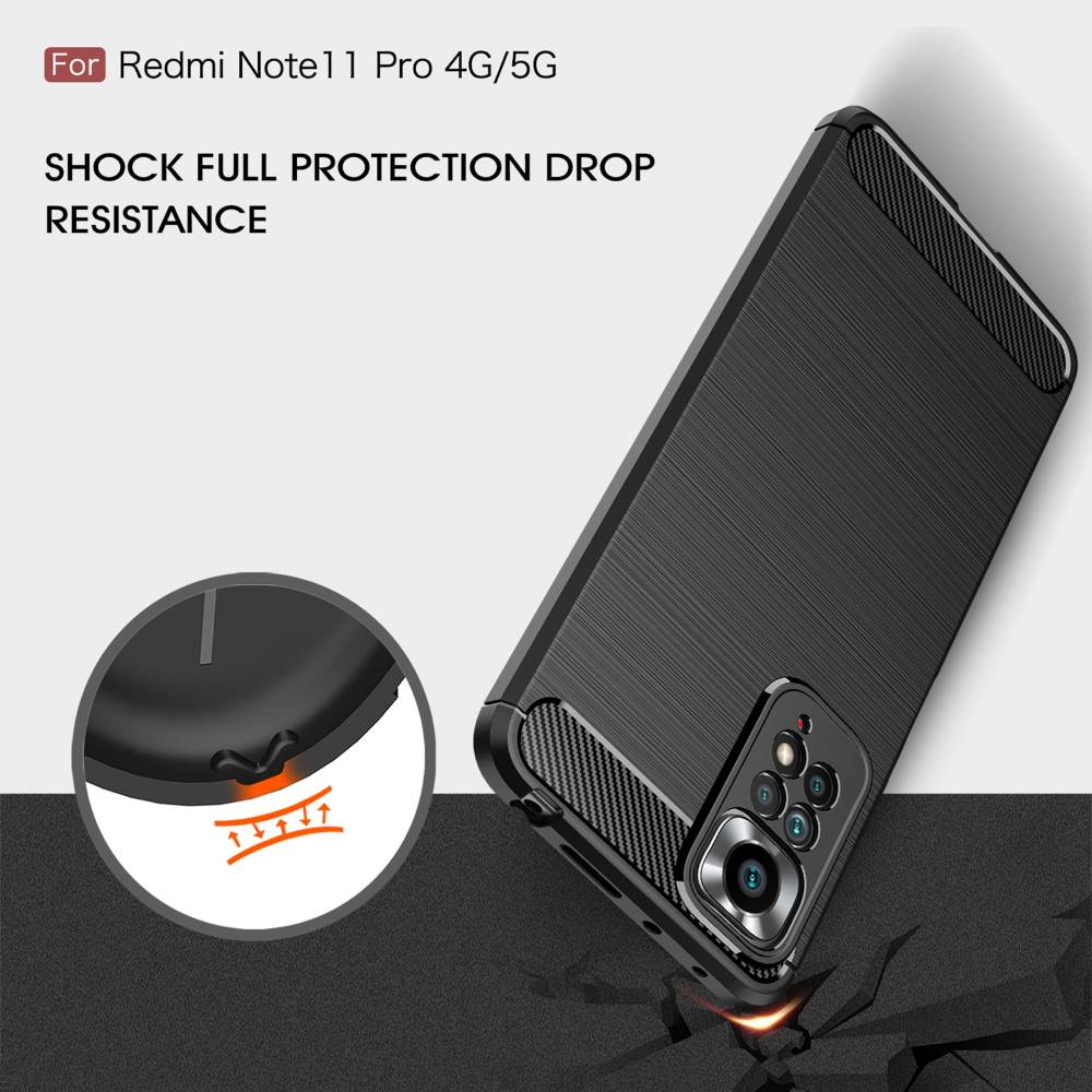TPU Hülle für Xiaomi Redmi Note 11 PRO Carbon Fiber Skin Brushed Cover Case