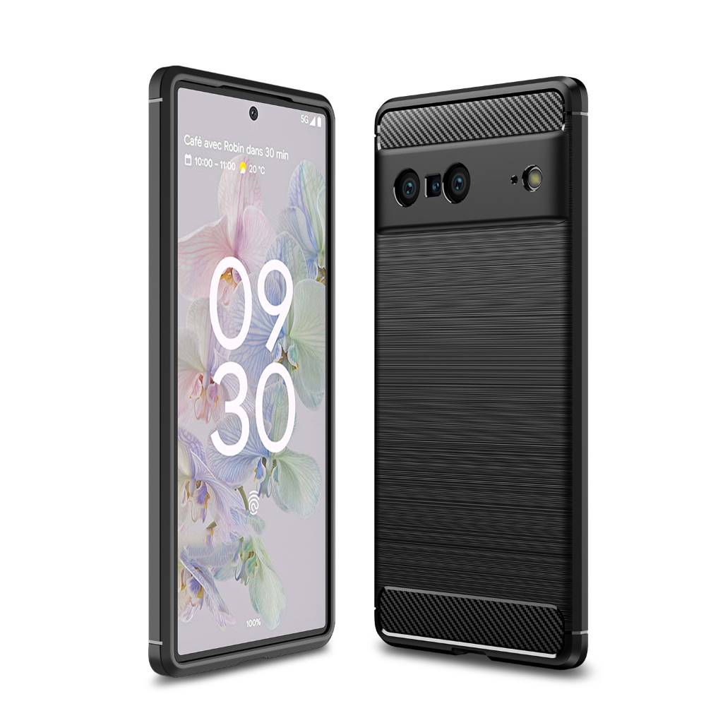 TPU Hülle für Google Pixel 7 Carbon Fiber Skin Brushed Schutz Cover Soft Case