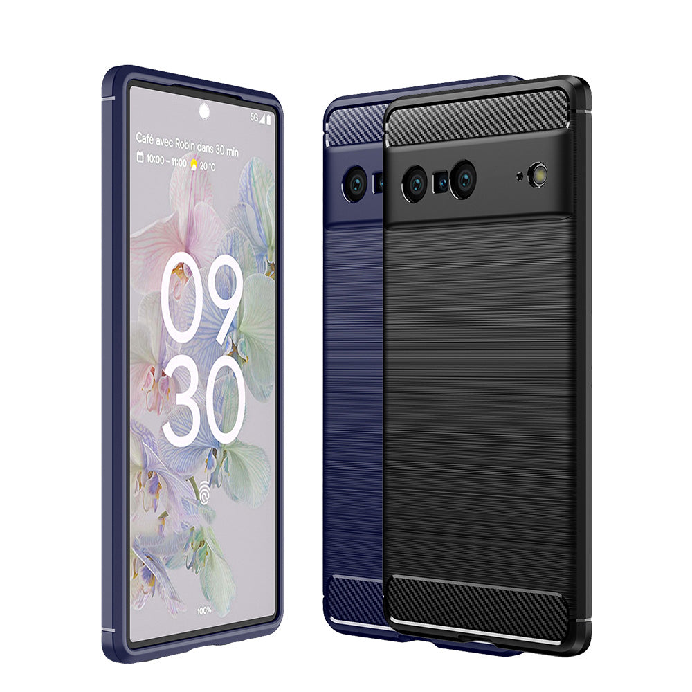TPU Hülle für Google Pixel 7 Carbon Fiber Skin Brushed Schutz Cover Soft Case