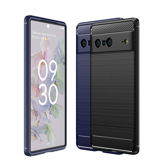 TPU Hülle für Google Pixel 7 Carbon Fiber Skin Brushed Schutz Cover Soft Case