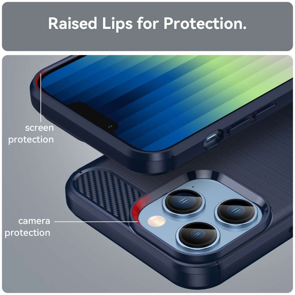 TPU Hülle für Apple iPhone 14 PRO MAX Carbon Fiber Skin Brushed Schutzcover Case