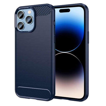 TPU Hülle für Apple iPhone 14 PRO MAX Carbon Fiber Skin Brushed Schutzcover Case
