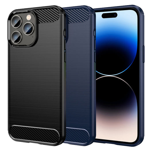 TPU Hülle für Apple iPhone 14 PRO Carbon Fiber Skin Brushed Schutzcover Case