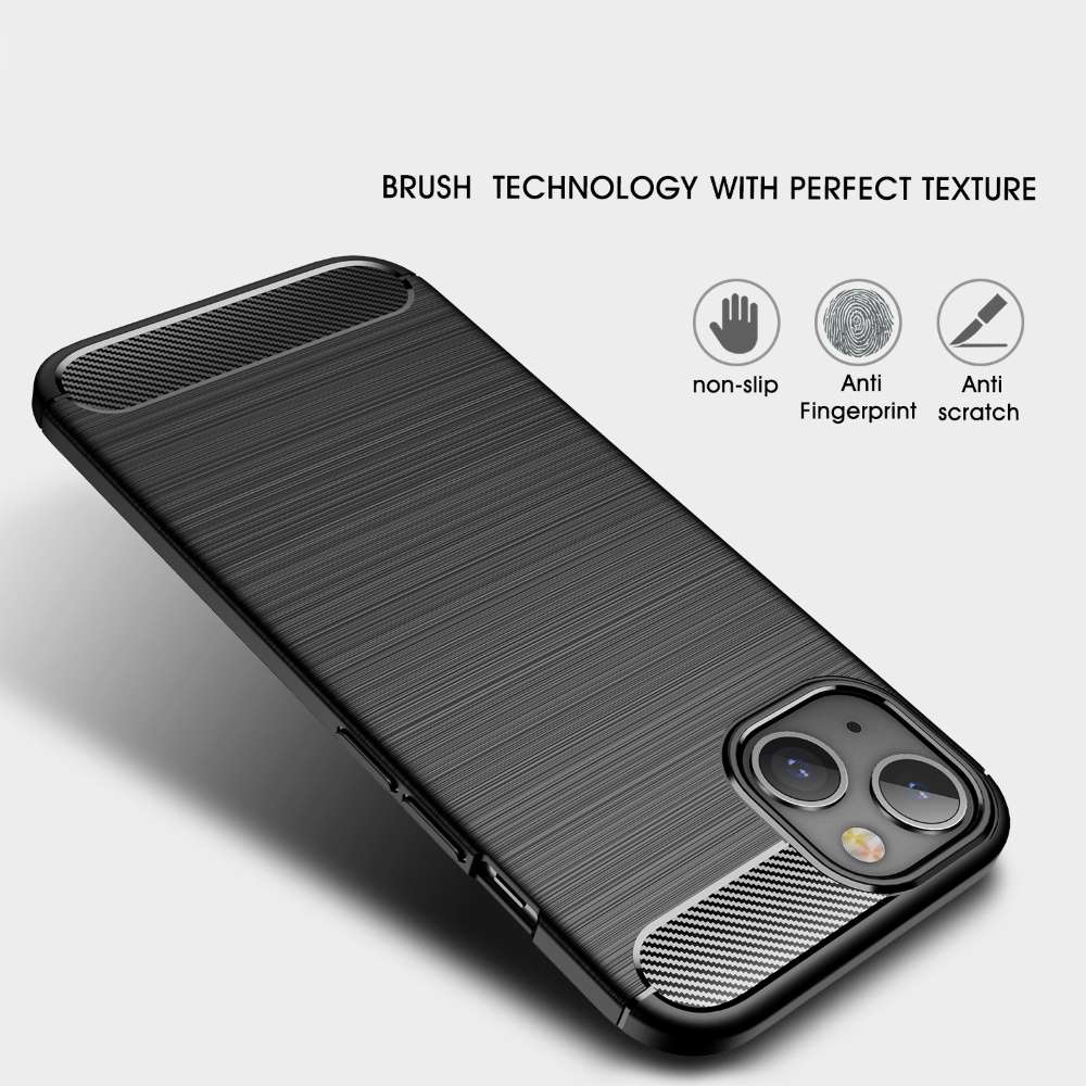 TPU Hülle für Apple iPhone 14 Carbon Fiber Skin Brushed Schutzcover Soft Case
