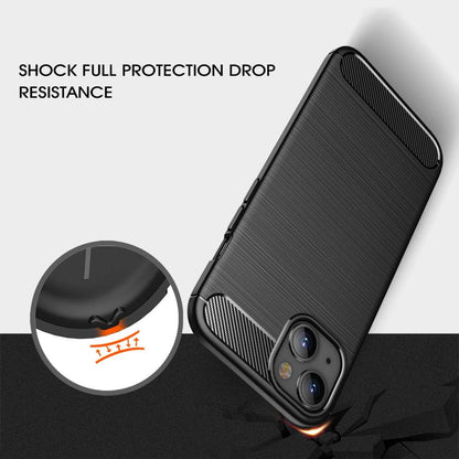 TPU Hülle für Apple iPhone 14 Carbon Fiber Skin Brushed Schutzcover Soft Case