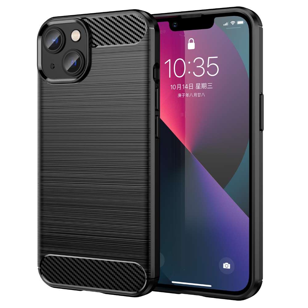 TPU Hülle für Apple iPhone 14 PLUS Carbon Fiber Skin Brushed Schutzcover Case