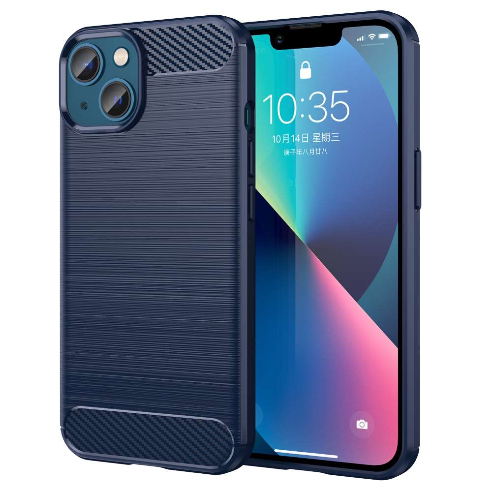 TPU Hülle für Apple iPhone 14 PLUS Carbon Fiber Skin Brushed Schutzcover Case