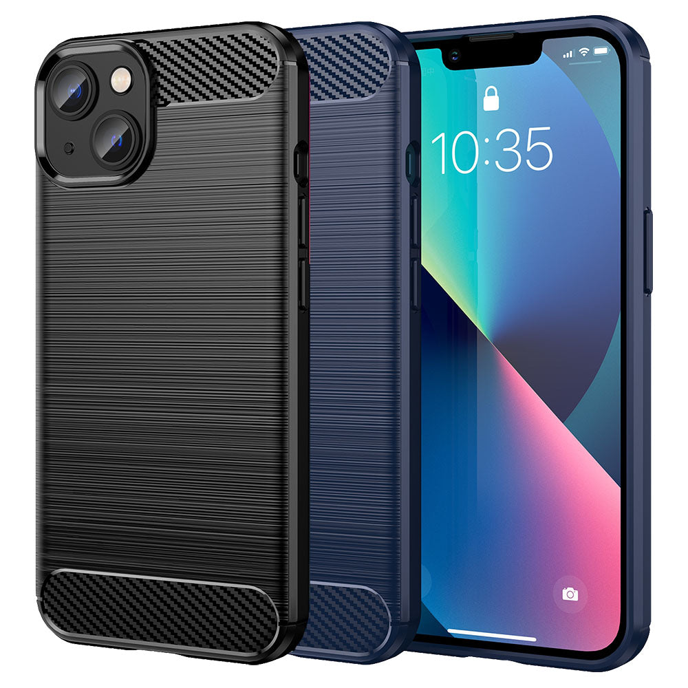 TPU Hülle für Apple iPhone 14 PLUS Carbon Fiber Skin Brushed Schutzcover Case