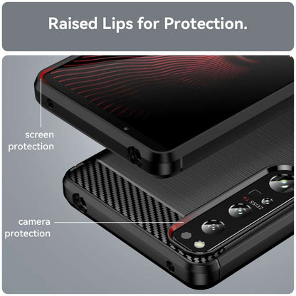 TPU Hülle für Sony Xperia 1 IV Carbon Fiber Skin Brushed Schutzcover Soft Case