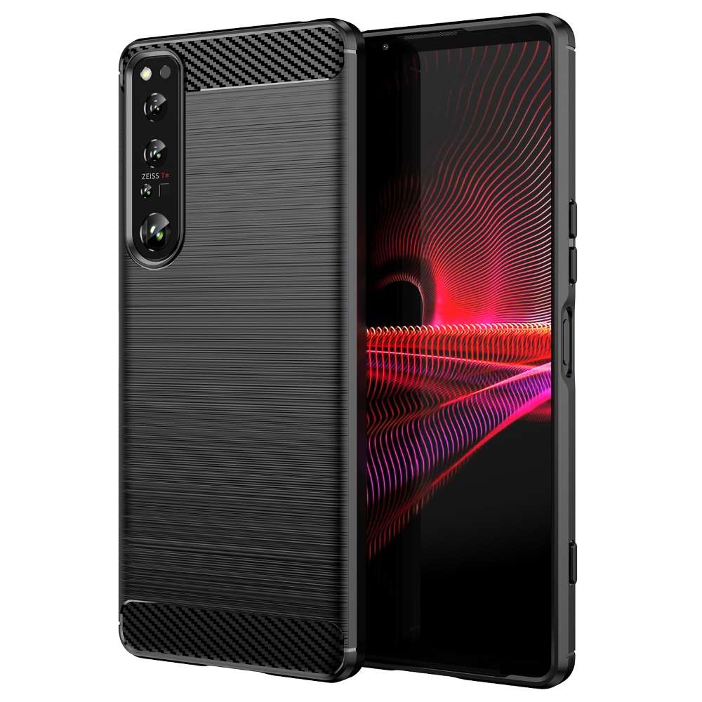 TPU Hülle für Sony Xperia 1 IV Carbon Fiber Skin Brushed Schutzcover Soft Case