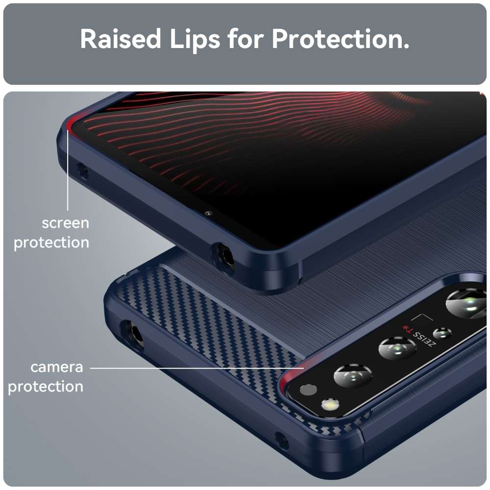 TPU Hülle für Sony Xperia 1 IV Carbon Fiber Skin Brushed Schutzcover Soft Case
