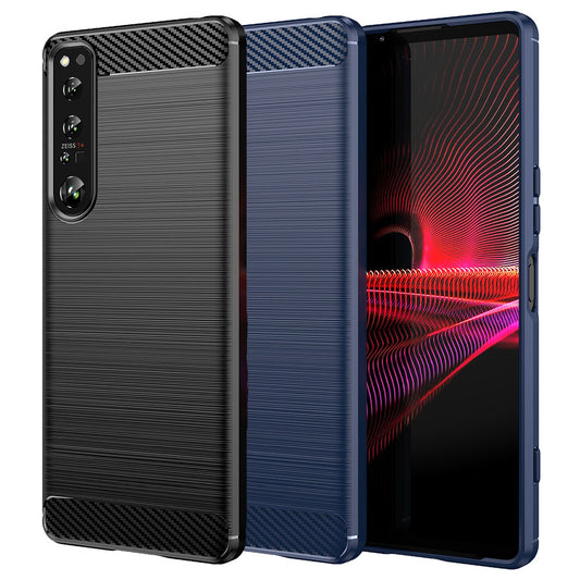 TPU Hülle für Sony Xperia 1 IV Carbon Fiber Skin Brushed Schutzcover Soft Case